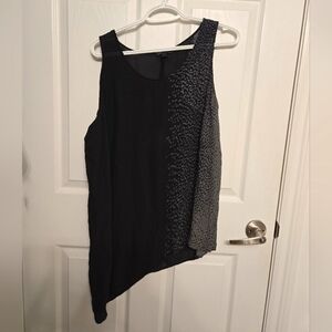 Eileen FISHER Black and Gray Asymmetrical Tank Top, SIZE L